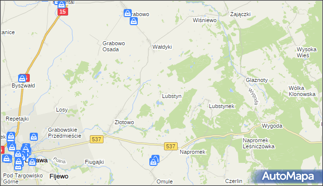 mapa Lubstyn, Lubstyn na mapie Targeo