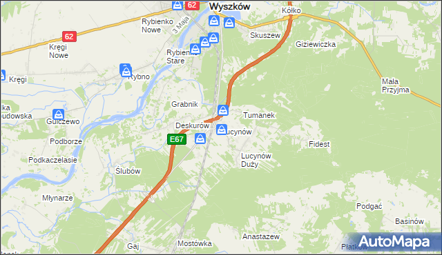 mapa Lucynów gmina Wyszków, Lucynów gmina Wyszków na mapie Targeo