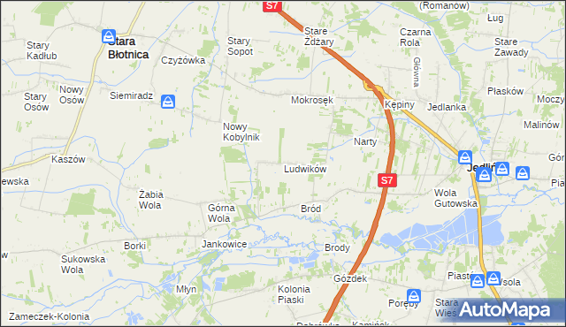 mapa Ludwików gmina Jedlińsk, Ludwików gmina Jedlińsk na mapie Targeo