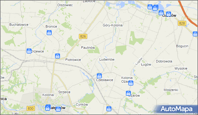 mapa Ludwinów gmina Nałęczów, Ludwinów gmina Nałęczów na mapie Targeo