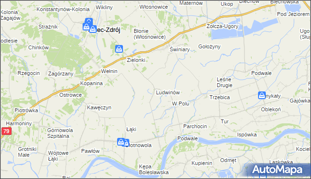 mapa Ludwinów gmina Solec-Zdrój, Ludwinów gmina Solec-Zdrój na mapie Targeo