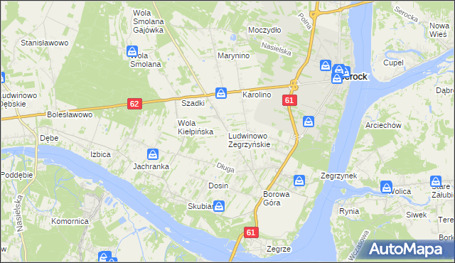 mapa Ludwinowo Zegrzyńskie, Ludwinowo Zegrzyńskie na mapie Targeo