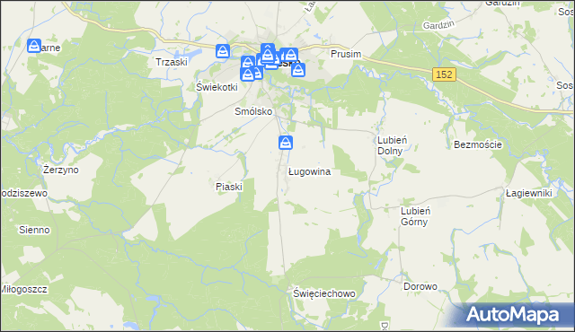 mapa Ługowina gmina Resko, Ługowina gmina Resko na mapie Targeo