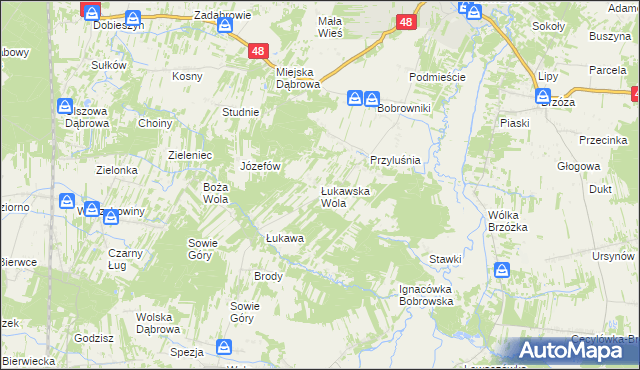 mapa Łukawska Wola, Łukawska Wola na mapie Targeo