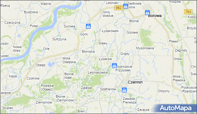 mapa Łysaków gmina Czermin, Łysaków gmina Czermin na mapie Targeo