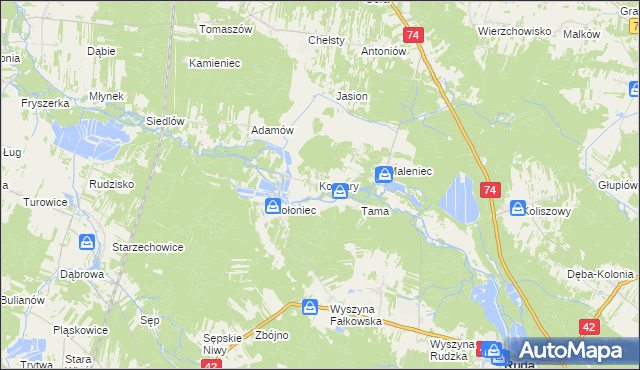 mapa Machory, Machory na mapie Targeo