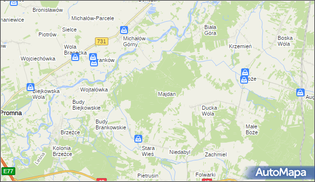 mapa Majdan gmina Stromiec, Majdan gmina Stromiec na mapie Targeo
