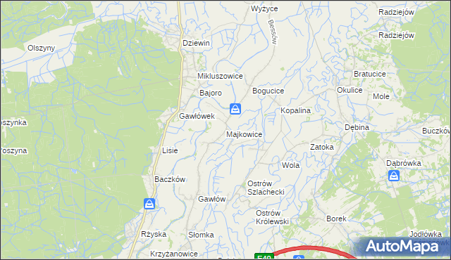 mapa Majkowice gmina Bochnia, Majkowice gmina Bochnia na mapie Targeo