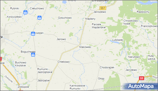 mapa Makówiec, Makówiec na mapie Targeo