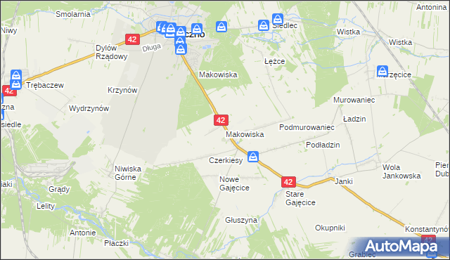 mapa Makowiska gmina Pajęczno, Makowiska gmina Pajęczno na mapie Targeo