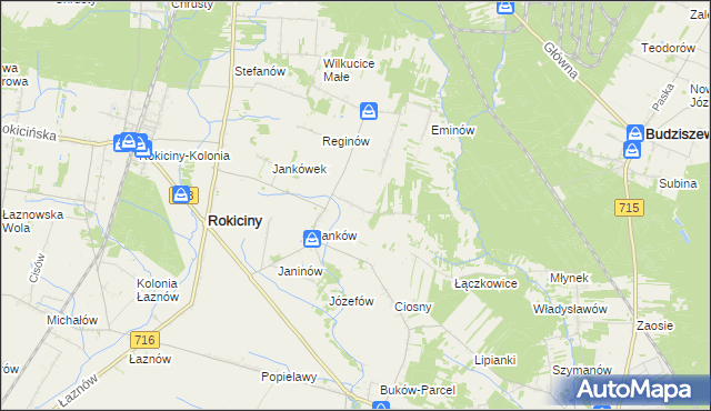 mapa Maksymilianów gmina Rokiciny, Maksymilianów gmina Rokiciny na mapie Targeo