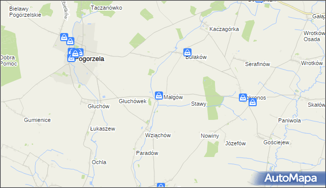 mapa Małgów gmina Pogorzela, Małgów gmina Pogorzela na mapie Targeo
