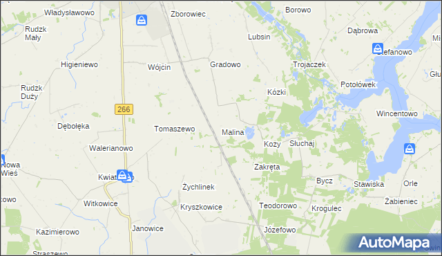 mapa Malina gmina Piotrków Kujawski, Malina gmina Piotrków Kujawski na mapie Targeo