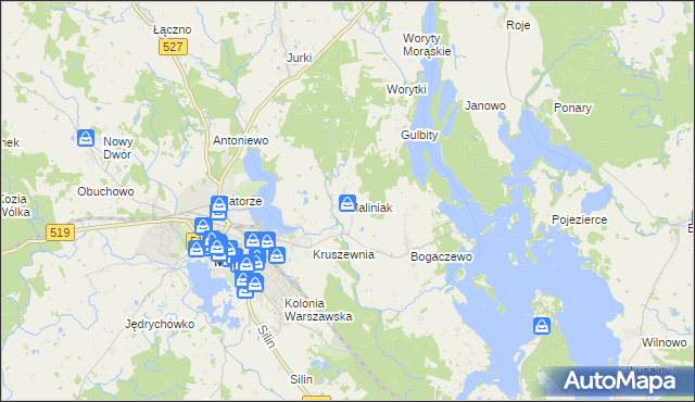mapa Maliniak gmina Morąg, Maliniak gmina Morąg na mapie Targeo