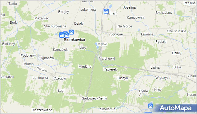 mapa Marchewki gmina Siemkowice, Marchewki gmina Siemkowice na mapie Targeo