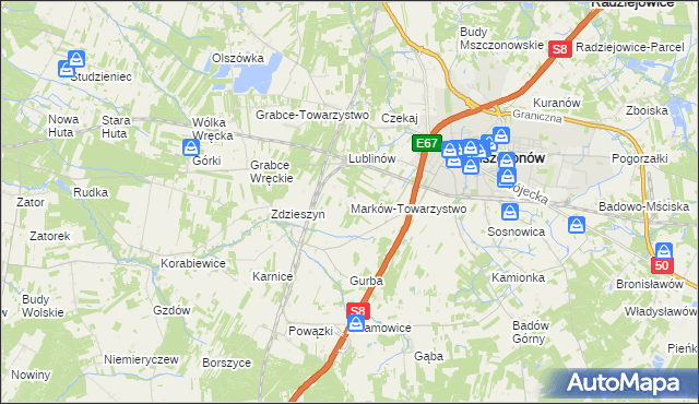 mapa Marków-Towarzystwo, Marków-Towarzystwo na mapie Targeo