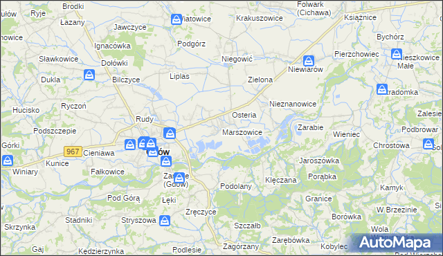 mapa Marszowice gmina Gdów, Marszowice gmina Gdów na mapie Targeo