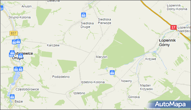 mapa Marysin gmina Fajsławice, Marysin gmina Fajsławice na mapie Targeo