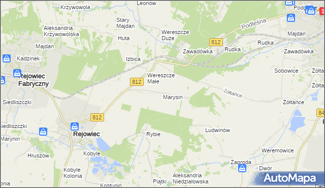 mapa Marysin gmina Rejowiec, Marysin gmina Rejowiec na mapie Targeo