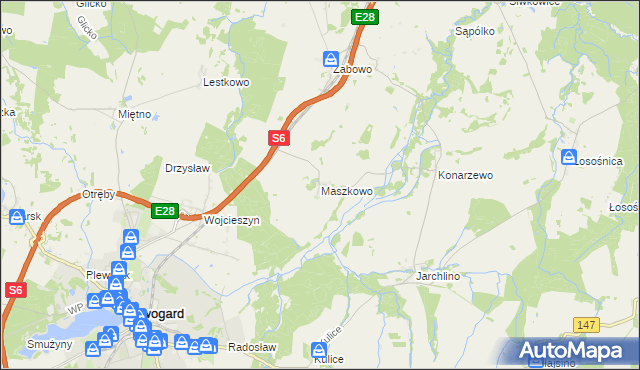 mapa Maszkowo gmina Nowogard, Maszkowo gmina Nowogard na mapie Targeo