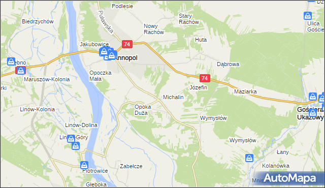 mapa Michalin gmina Annopol, Michalin gmina Annopol na mapie Targeo