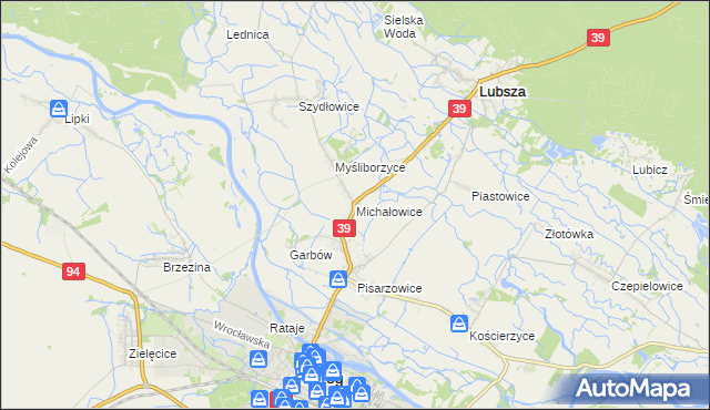 mapa Michałowice gmina Lubsza, Michałowice gmina Lubsza na mapie Targeo