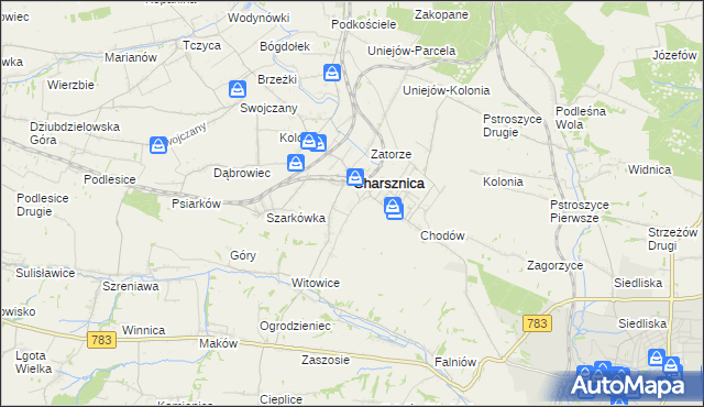 mapa Miechów-Charsznica, Miechów-Charsznica na mapie Targeo