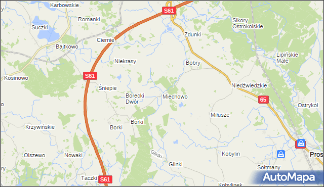 mapa Miechowo, Miechowo na mapie Targeo