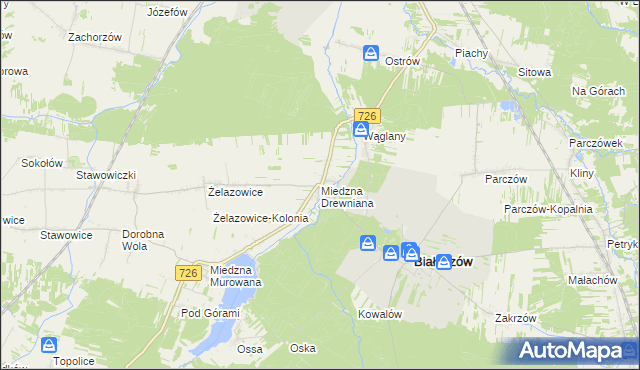 mapa Miedzna Drewniana, Miedzna Drewniana na mapie Targeo