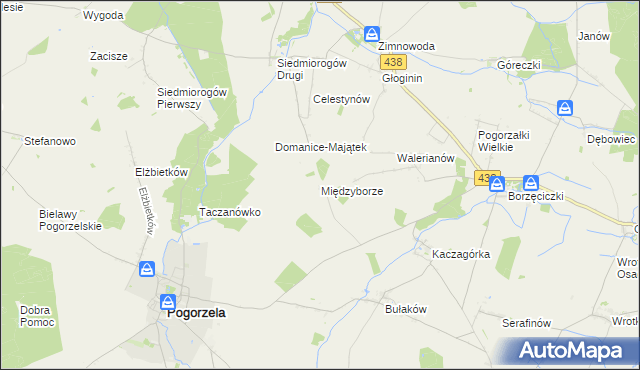 mapa Międzyborze gmina Pogorzela, Międzyborze gmina Pogorzela na mapie Targeo