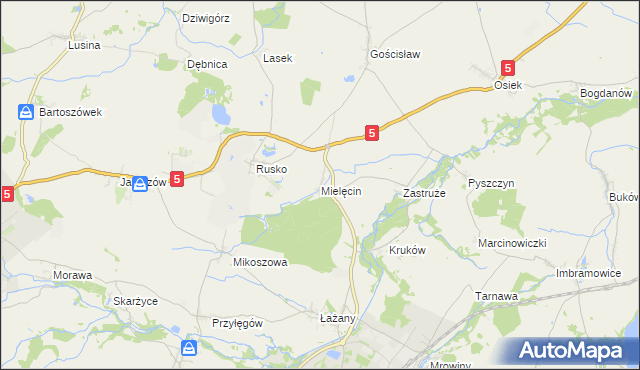 mapa Mielęcin gmina Żarów, Mielęcin gmina Żarów na mapie Targeo