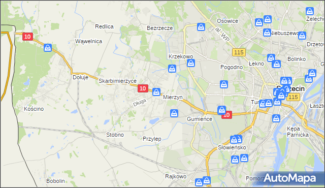 mapa Mierzyn gmina Dobra (Szczecińska), Mierzyn gmina Dobra (Szczecińska) na mapie Targeo