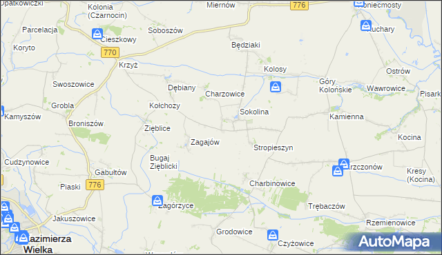 mapa Mikołajów gmina Czarnocin, Mikołajów gmina Czarnocin na mapie Targeo