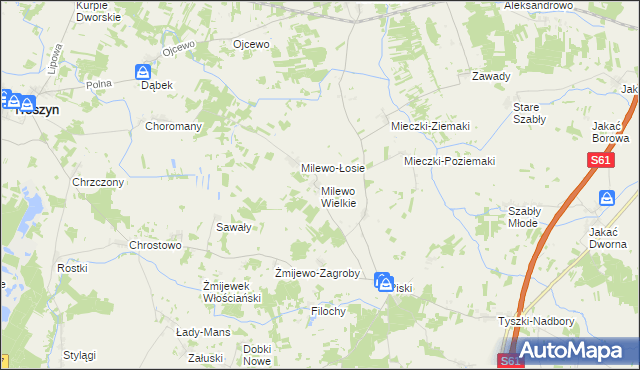 mapa Milewo Wielkie, Milewo Wielkie na mapie Targeo