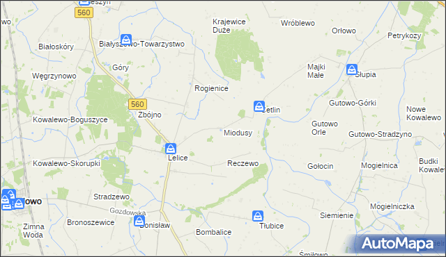 mapa Miodusy, Miodusy na mapie Targeo