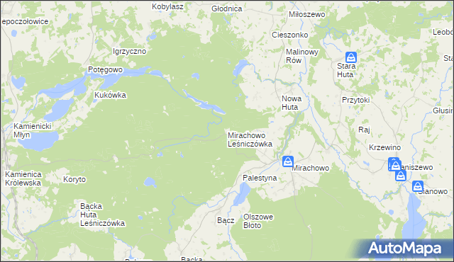 mapa Mirachowo Leśniczówka, Mirachowo Leśniczówka na mapie Targeo