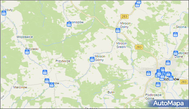 mapa Mirocin Górny, Mirocin Górny na mapie Targeo