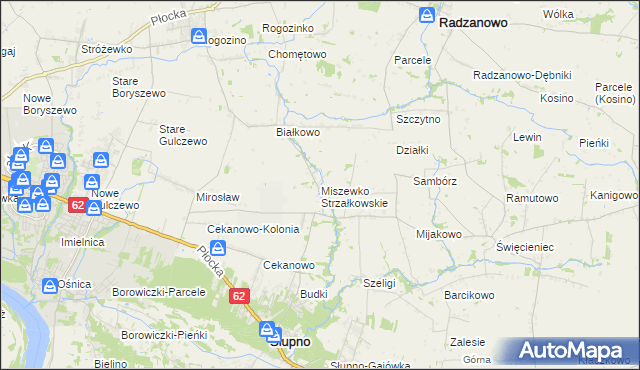 mapa Miszewko Strzałkowskie, Miszewko Strzałkowskie na mapie Targeo