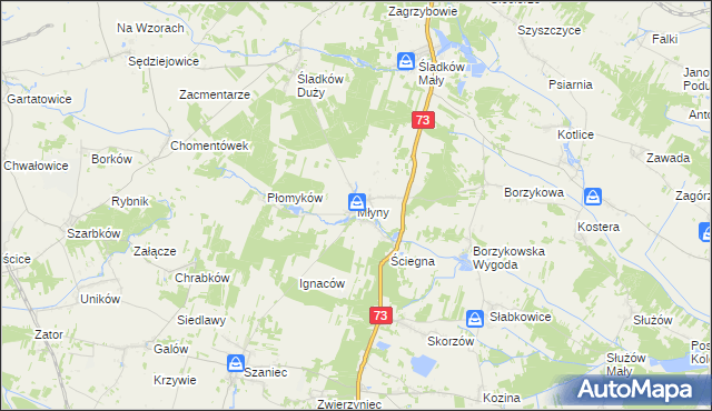 mapa Młyny gmina Busko-Zdrój, Młyny gmina Busko-Zdrój na mapie Targeo