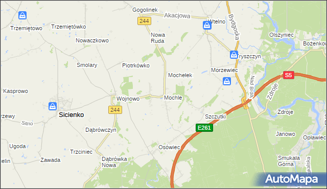 mapa Mochle, Mochle na mapie Targeo