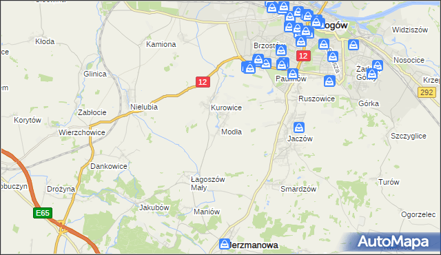 mapa Modła gmina Jerzmanowa, Modła gmina Jerzmanowa na mapie Targeo