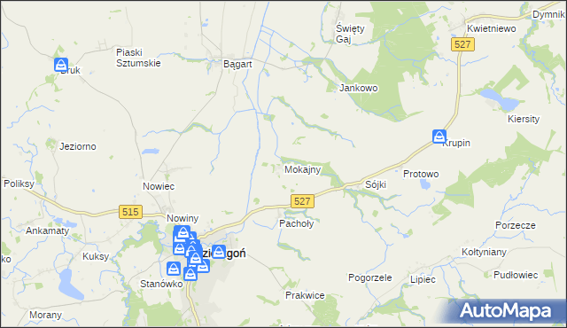mapa Mokajny, Mokajny na mapie Targeo