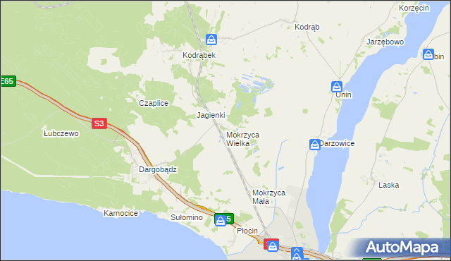 mapa Mokrzyca Wielka, Mokrzyca Wielka na mapie Targeo