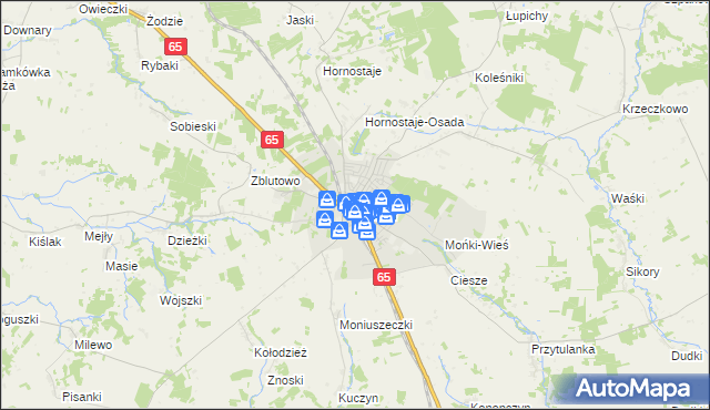 mapa Mońki, Mońki na mapie Targeo