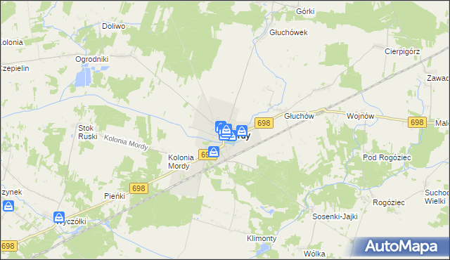 mapa Mordy, Mordy na mapie Targeo