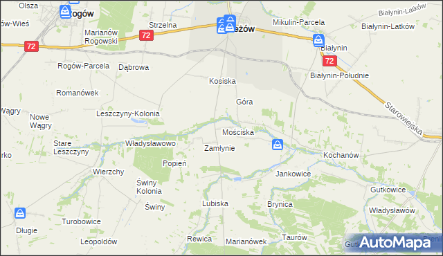 mapa Mościska gmina Jeżów, Mościska gmina Jeżów na mapie Targeo