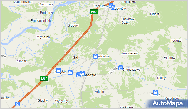 mapa Mostówka gmina Zabrodzie, Mostówka gmina Zabrodzie na mapie Targeo