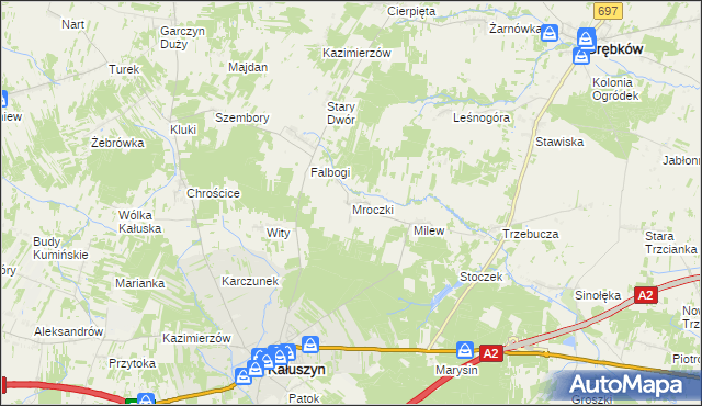 mapa Mroczki gmina Kałuszyn, Mroczki gmina Kałuszyn na mapie Targeo