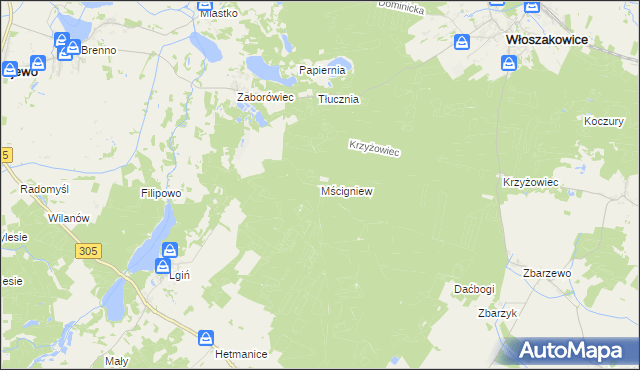 mapa Mścigniew, Mścigniew na mapie Targeo