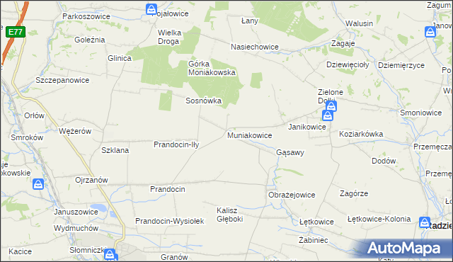 mapa Muniakowice, Muniakowice na mapie Targeo